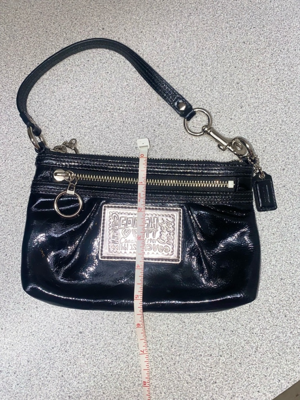 Coach Poppy Vintage Black Patent Mini Shoulder Bag with Silver Hardware EUC - Picture 13 of 15